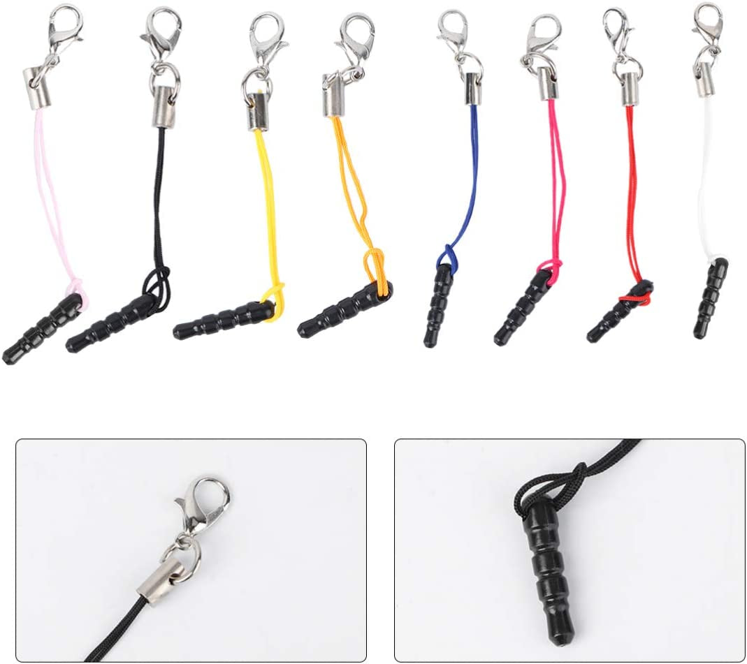 Hemobllo 15Pcs Dust Plug Charm Straps with Dust Plugs Lobster Clasps DIY Earphone Jack Accessories Cell Charms (Random Color)  Hemobllo   