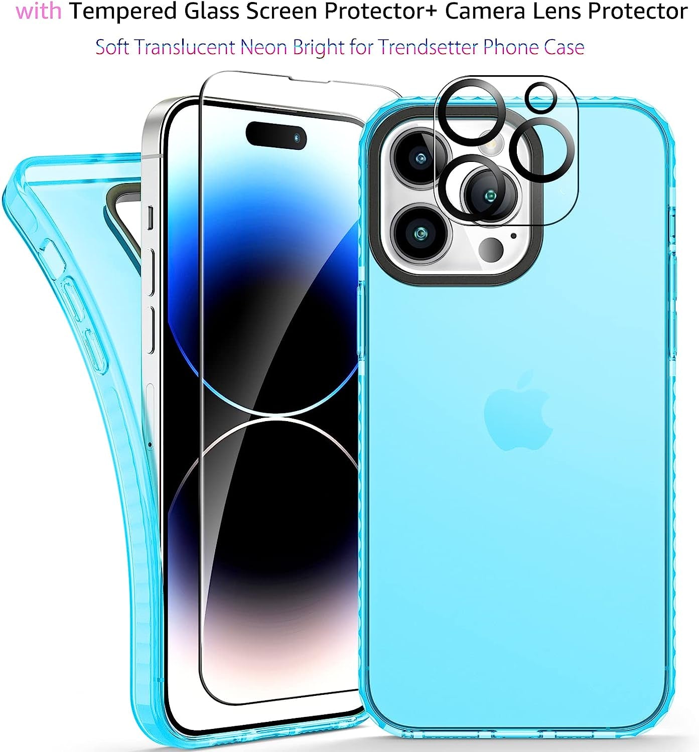 Neon Clear Iphone 14 Pro Max Case, Vibrant 80S Design, Camera Protector, Soft Silicone Shockproof - 6.7Inch  Simapu   