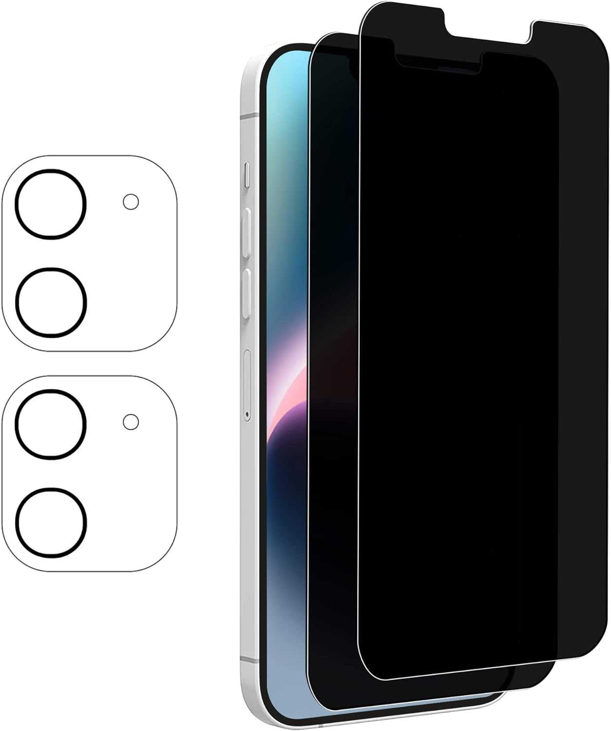 PULEN 2 Pack Privacy Screen Protector for Iphone 12 Mini (5.4-Inch) + 2 Pack Camera Lens Protector,[Anti-Spy] [Anti-Scratch] Case Friendly 9H Hardness Tempered Glass  PULEN   