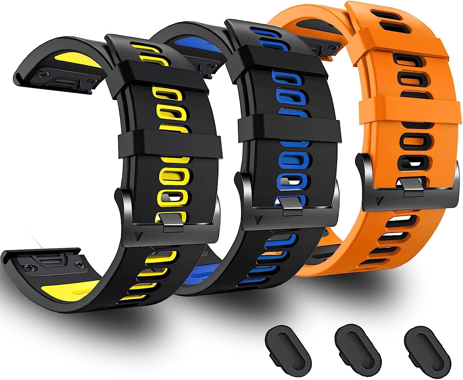 Compatible with Garmin Watch Bands,26Mm Width Soft Silicone Quick Release Straps for Fenix 7X/Enduro/Fenix 6X Pro/Fenix 6X/Fenix 5X Plus/Fenix 3/Fenix 3 Hr/Descent Mk1/D2 Delta Px/Tactix Delta,Black-Grey  ZPJPPLX 2C-3Pack e  