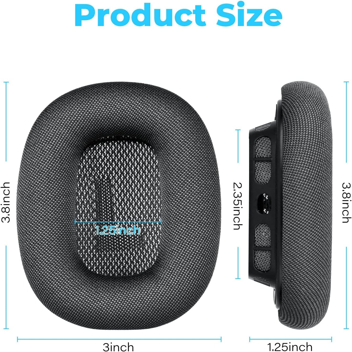 Airpods Max Ear Cushions, Comfortable & Easy to Install Airpods Max Accessories Replacement Earpads Earcups Compatible with Apple Airpods Max Headphones, a Knit-Mesh Canopy and Memory Foam(Space Gray)  QKIIP   