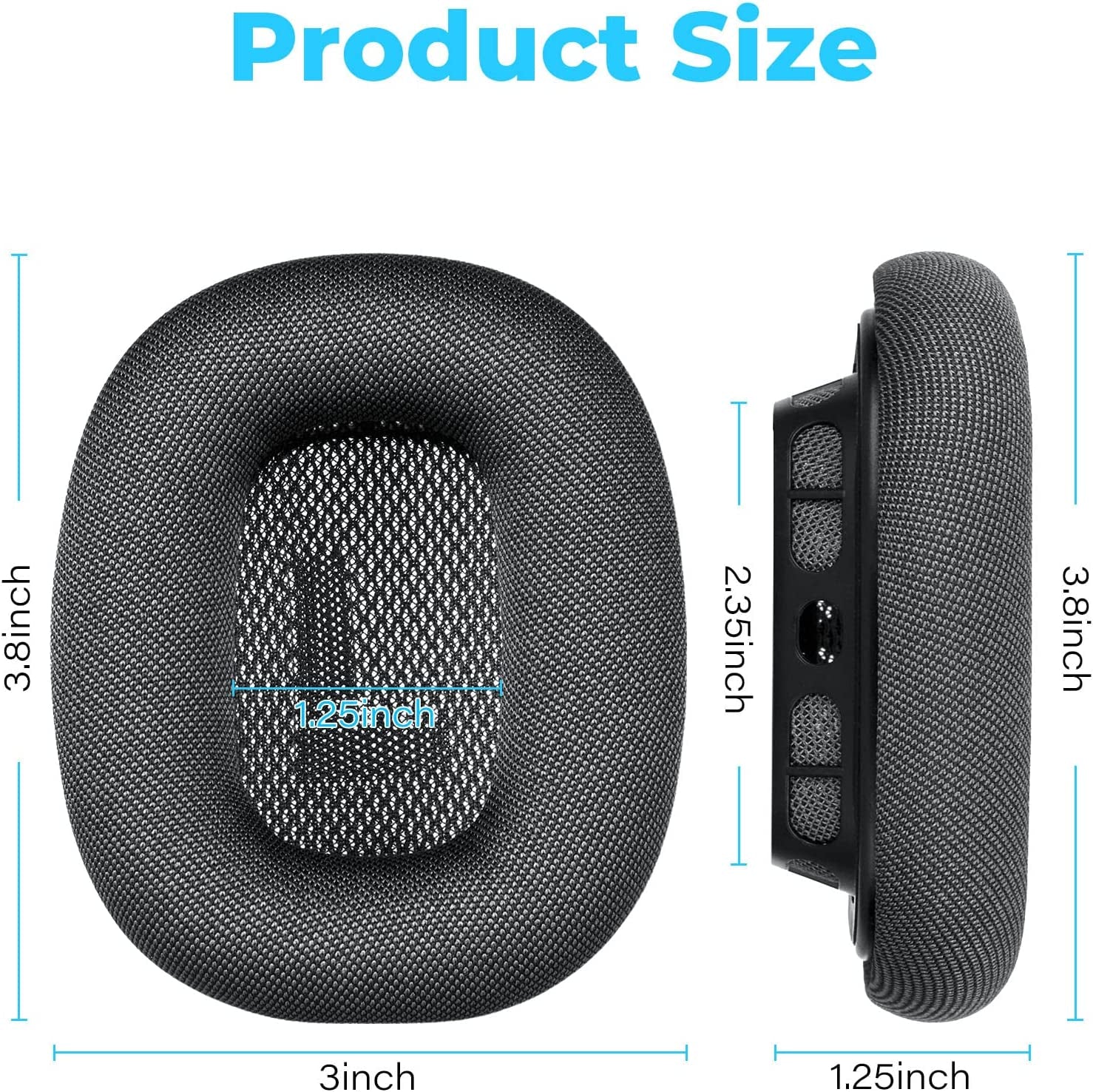 Airpods Max Ear Cushions, Comfortable & Easy to Install Airpods Max Accessories Replacement Earpads Earcups Compatible with Apple Airpods Max Headphones, a Knit-Mesh Canopy and Memory Foam(Space Gray)  QKIIP   