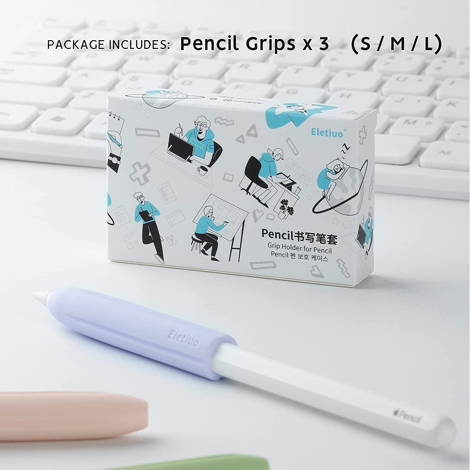 3 Sizes Silicone Grip Holder Protective Skin Sleeve Cover Case Accessories,Compatible with Apple Pencil 1St / 2Nd Gen, for Ipad Pro 9.7"/10.5"/11" /12.9",Mint Green (S, M, L)  Litumfen   