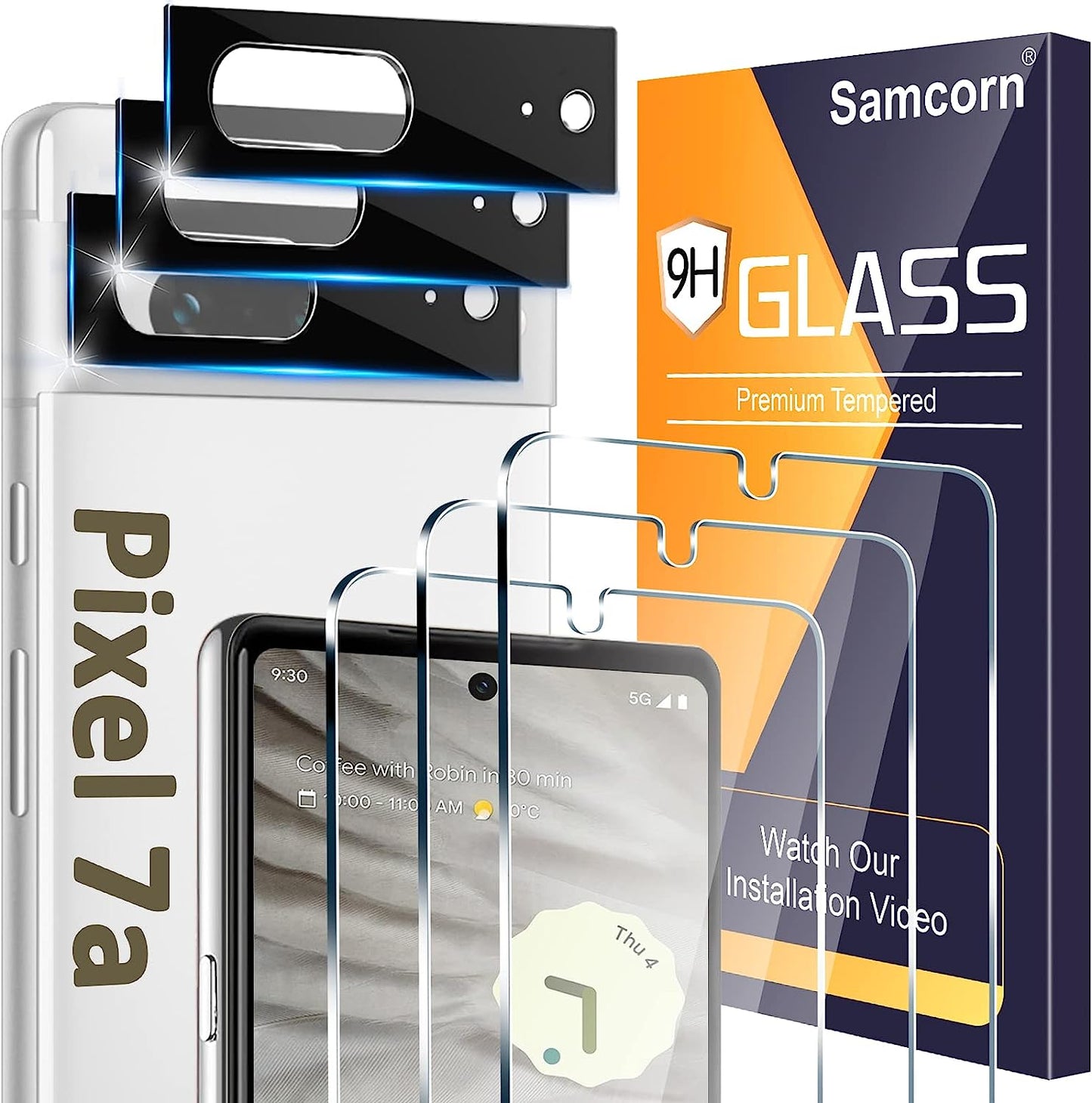 [3+3 Pack] for Samsung Galaxy S23 Screen Protector, 9H Tempered Glass, Ultrasonic Fingerprint Compatible, HD Clear Case Friendly for Samsung S23 Glass Screen Protector 5G  Samcorn pixel 7a-6.1Inch-HD  