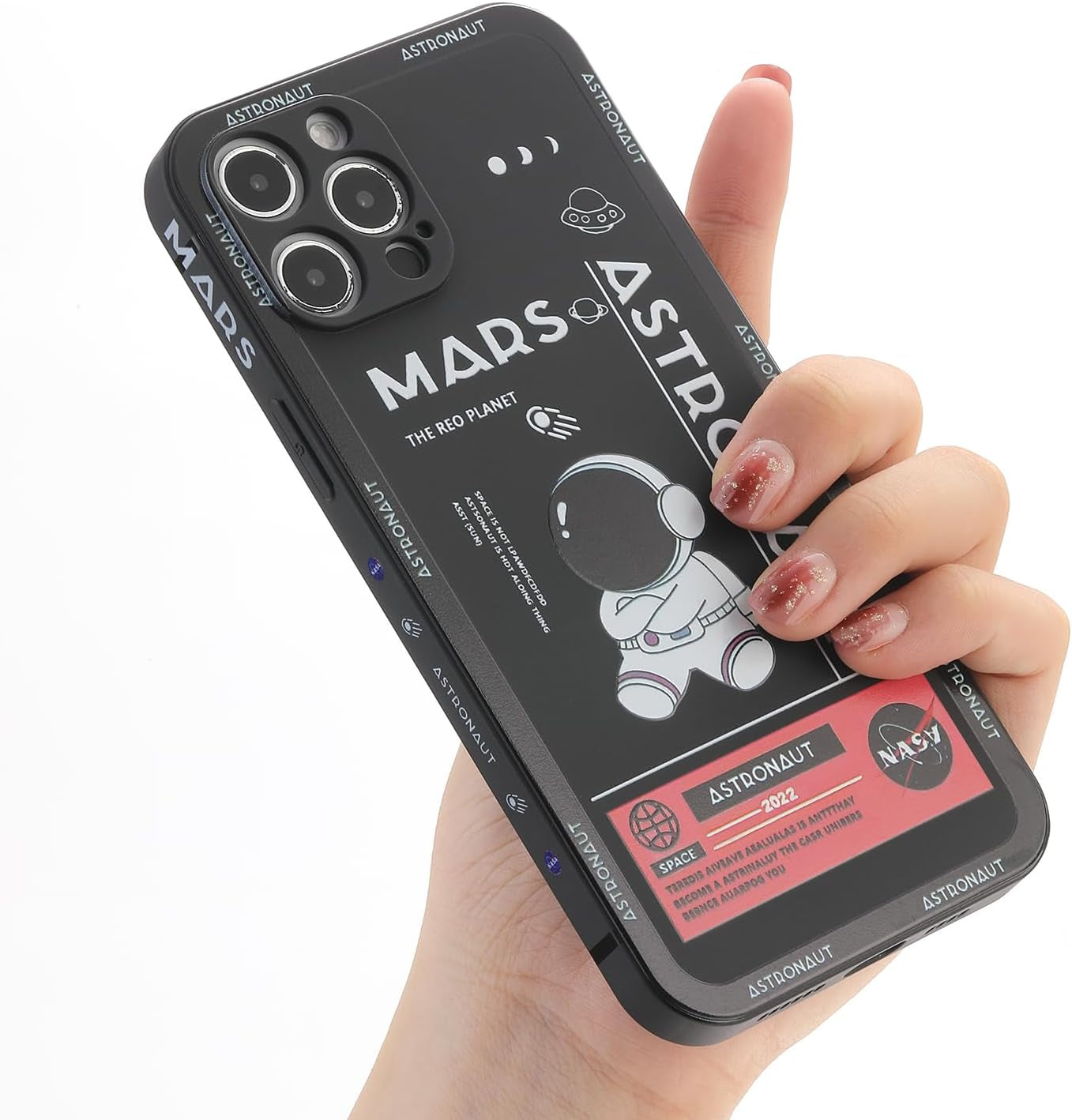 Yonds Queen for Iphone 13 Mini Cute Case, Cool Cartoon Swing Astronaut Planet Moon Design Stylish Soft TPU Bumper Shockproof Anti-Slip Protector Case (Iphone 13 Mini, Black Planet)  Yonds Queen Black Iphone 14 Pro Max 