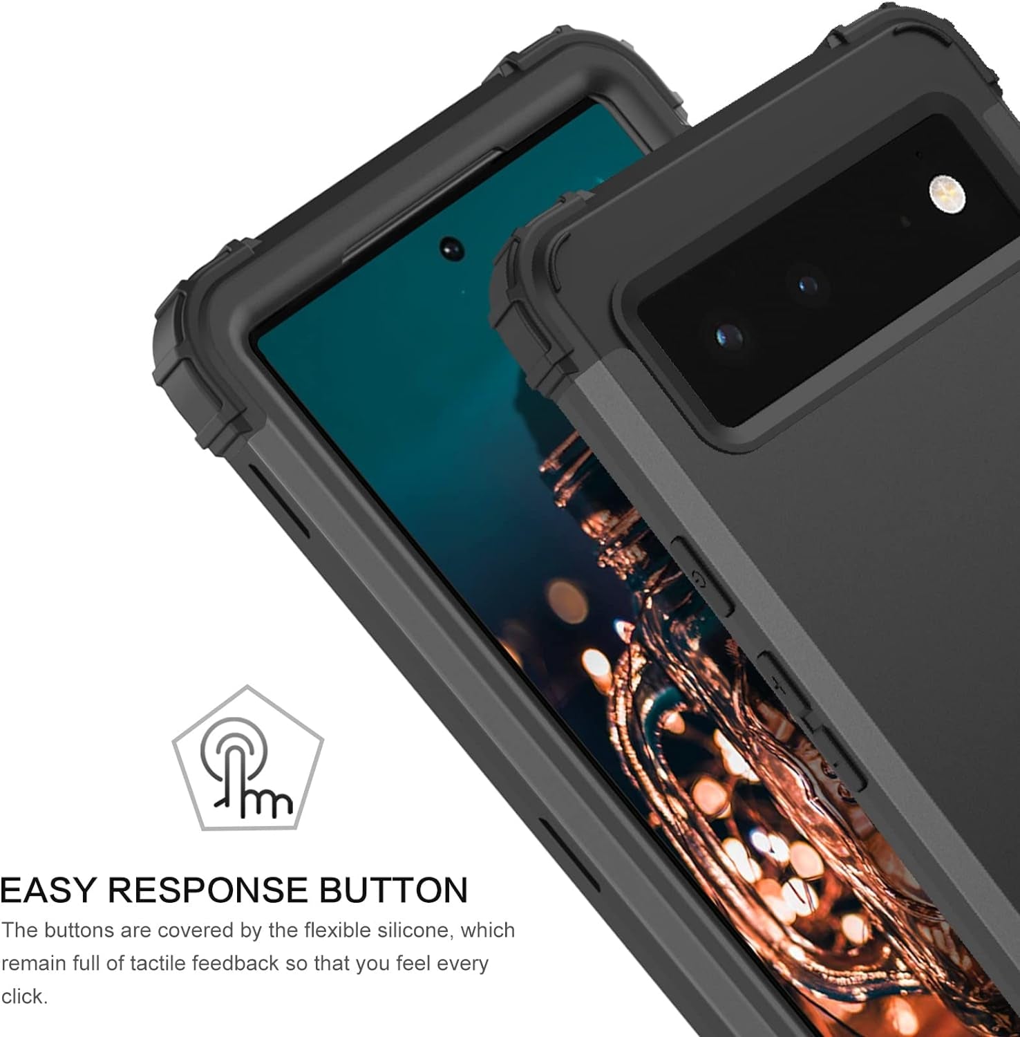 BENTOBEN Pixel 6 Case, Google Pixel 6 Case, 3 in 1 Heavy Duty Rugged Hybrid Shockproof Hard PC Cover Soft Silicone Bumper Impact Resistant Protective Phone Cases for Google Pixel 6 6.4 Inch, Black  BENTOBEN   