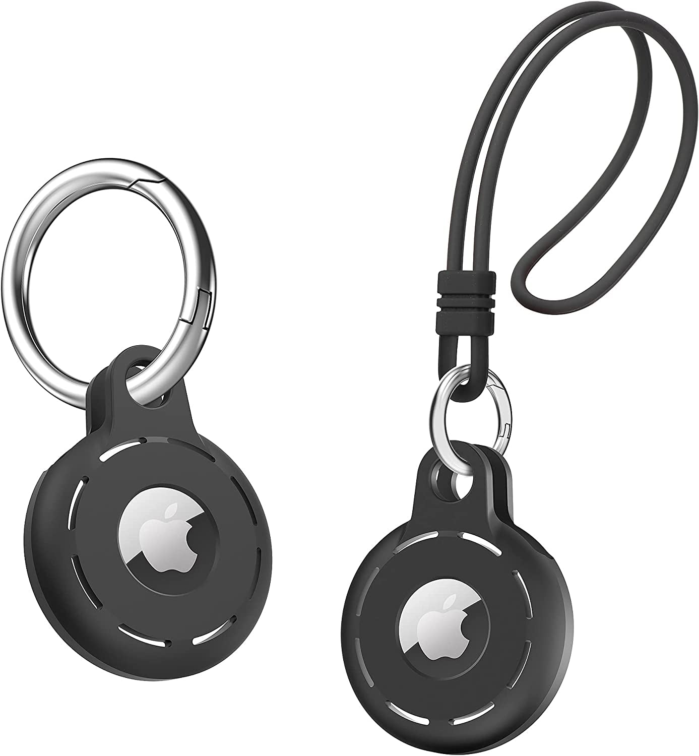 Migeec Airtag Holder Soft Silicone Airtag Case 4 Pack Airtag Keychain Accessories Easy to Attach to Wallets, Keys, Pet Collars, Luggage (Black Black)  MIGEEC   