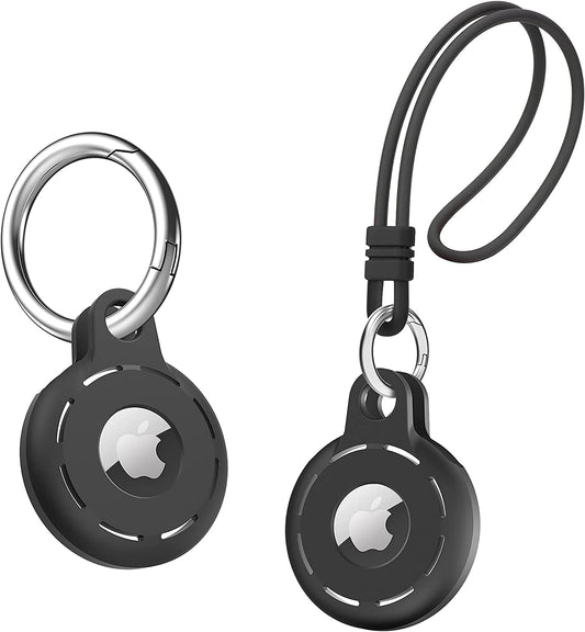Migeec Airtag Holder Soft Silicone Airtag Case 4 Pack Airtag Keychain Accessories Easy to Attach to Wallets, Keys, Pet Collars, Luggage (Black Black)  MIGEEC   