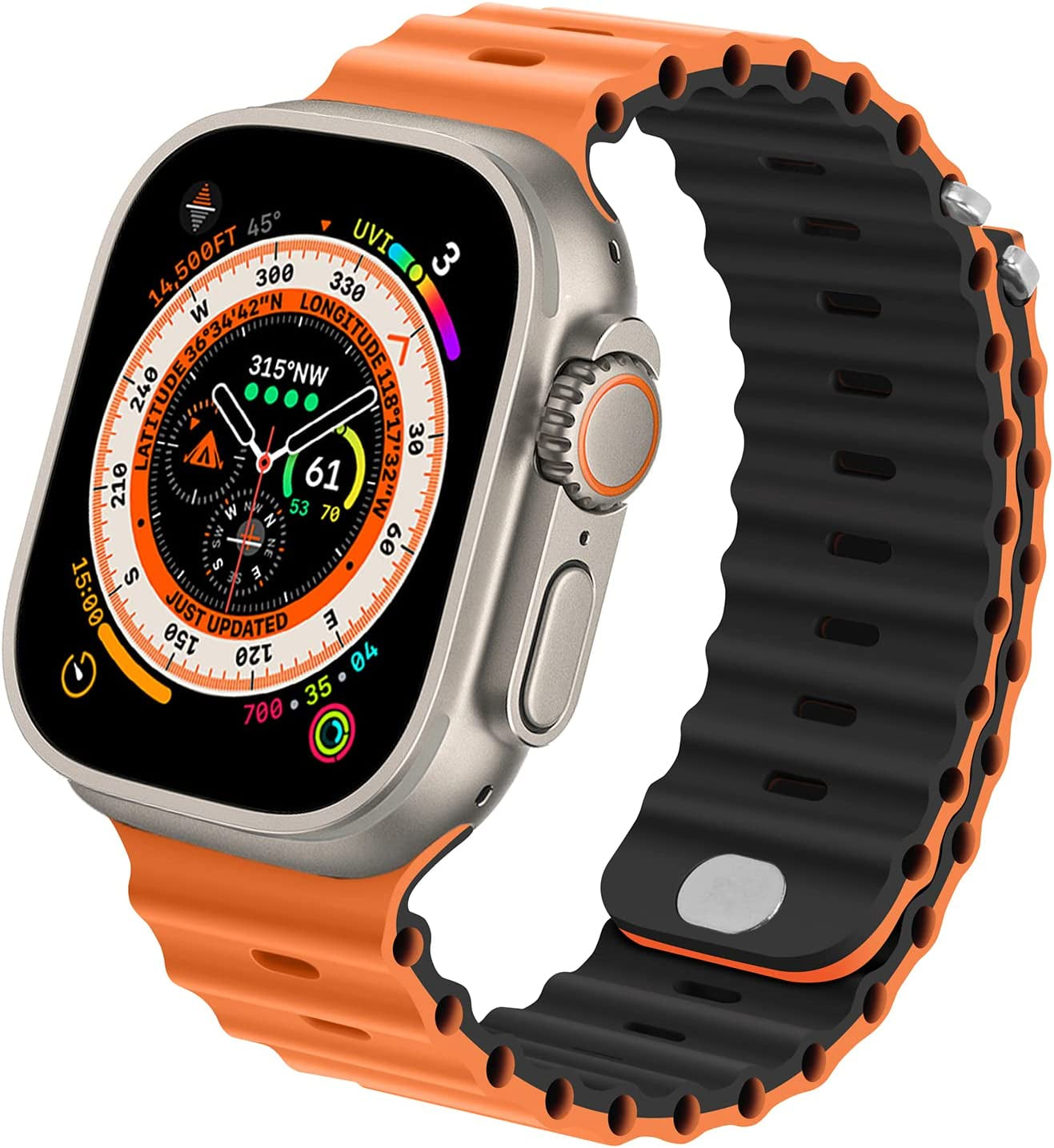 Anlinser Bands Compatible with Apple Watch Band 49Mm 45Mm 44Mm 42Mm 41Mm 40Mm 38Mm, Adjustable Sport Loop Designed for Apple Watch Ultra SE Series 8 7 6 5 4 3 2 (49Mm/45Mm/44Mm/42Mm, Gray Green/Khaki)  Anlinser Orange/Black 49mm/45mm/44mm/42mm 