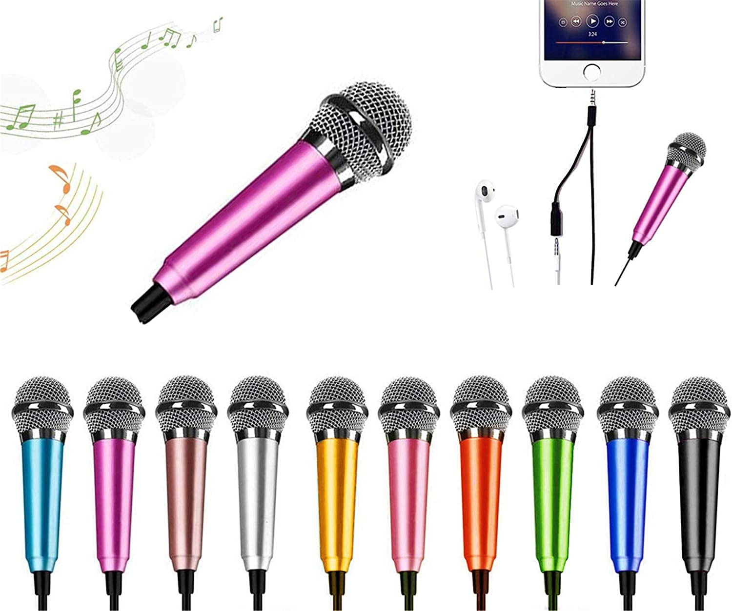Mini Microphone,Portable Vocal Tiny Microphone, Asmr Microphone,Phone Microphone, Mini Karaoke Microphone for Voice Recording Chatting and Singing on Iphone,Android,Laptop Notebook（Silver）  DELADOLA Rose purple  
