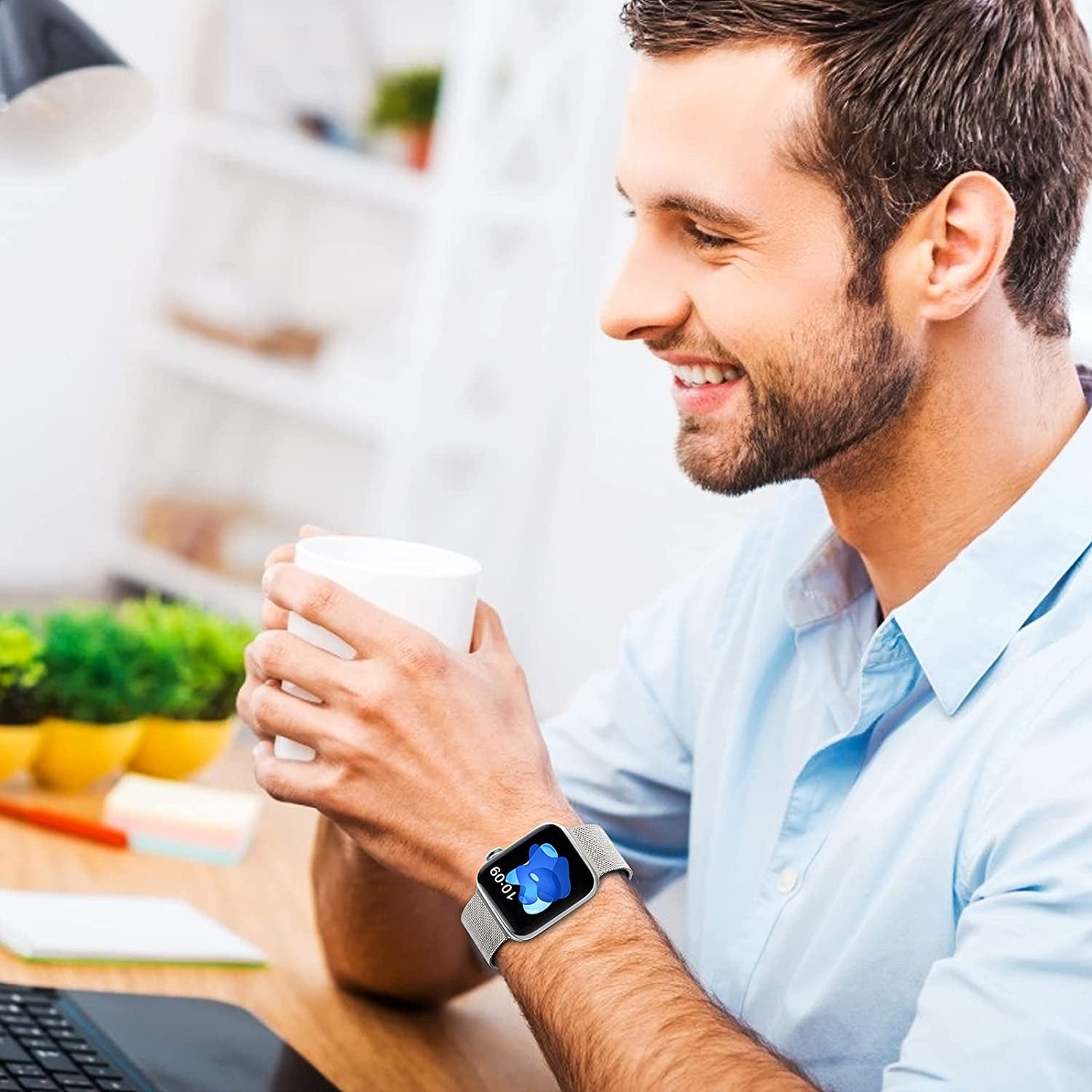 Sunnywoo Metal Stainless Steel Band Compatible with Apple Watch Bands 38Mm 40Mm 41Mm 42Mm 44Mm 45Mm 49Mm,Metal Loop Adjustable Magnetic Strap for Iwatch Series Ultra 8 7 6 5 4 3 2 SE 1 for Women Men  Sunnywoo   