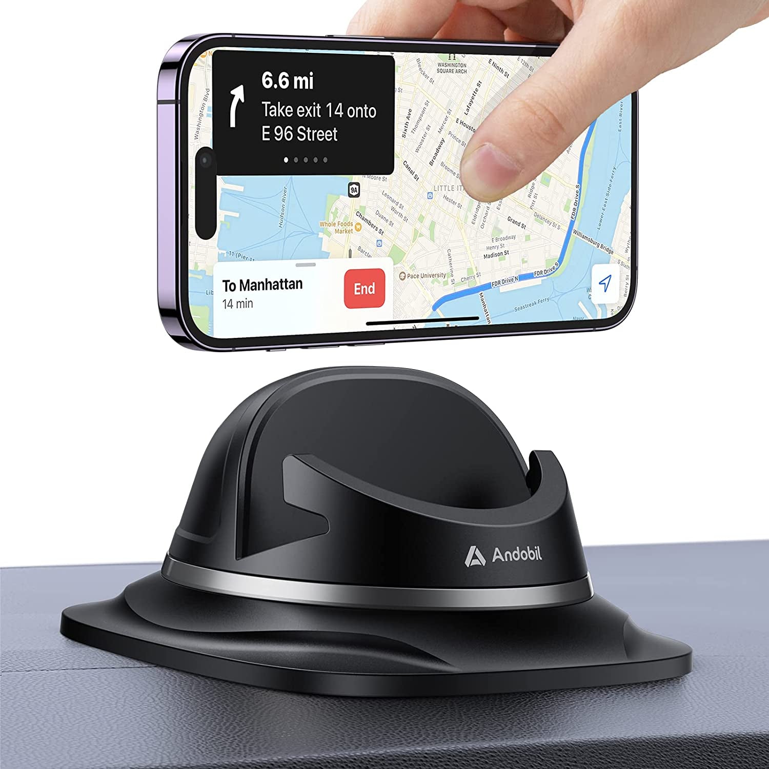 Andobil 2023 Upgraded Dashboard Phone Holder Car, [Ultra Steady, Never Slip] Reusable Silicone Phone Mount for Car, 360°Rotatable Car Mat Compatible for Iphone, Samsung, Smartphone, Car Accessories  andobil   
