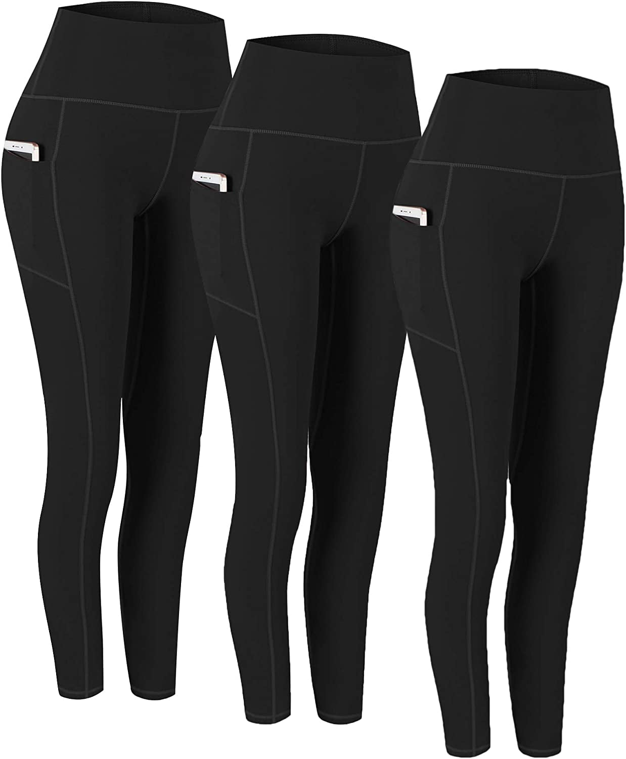 Fengbay 2 Pack High Waist Yoga Pants, Pocket Yoga Pants Tummy Control Workout Running 4 Way Stretch Yoga Leggings  Fengbay Black & Black & Black XX-Large 