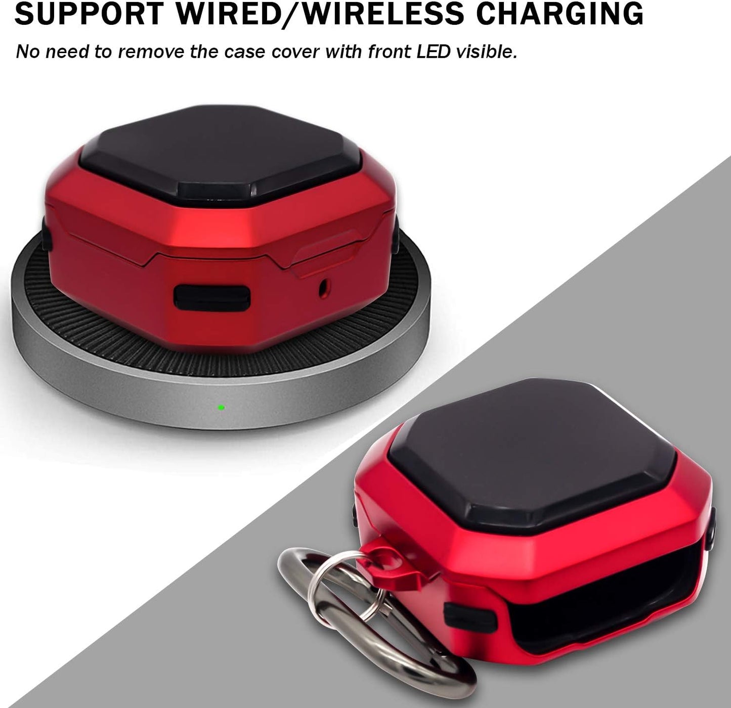 Aorstke Case for Samsung Galaxy Buds Live Case,Samsung Earbuds Case,Hard PC Headphone Accessories Cover,Wired Charging Cover with Keychain (Red)  Aorstke-1   