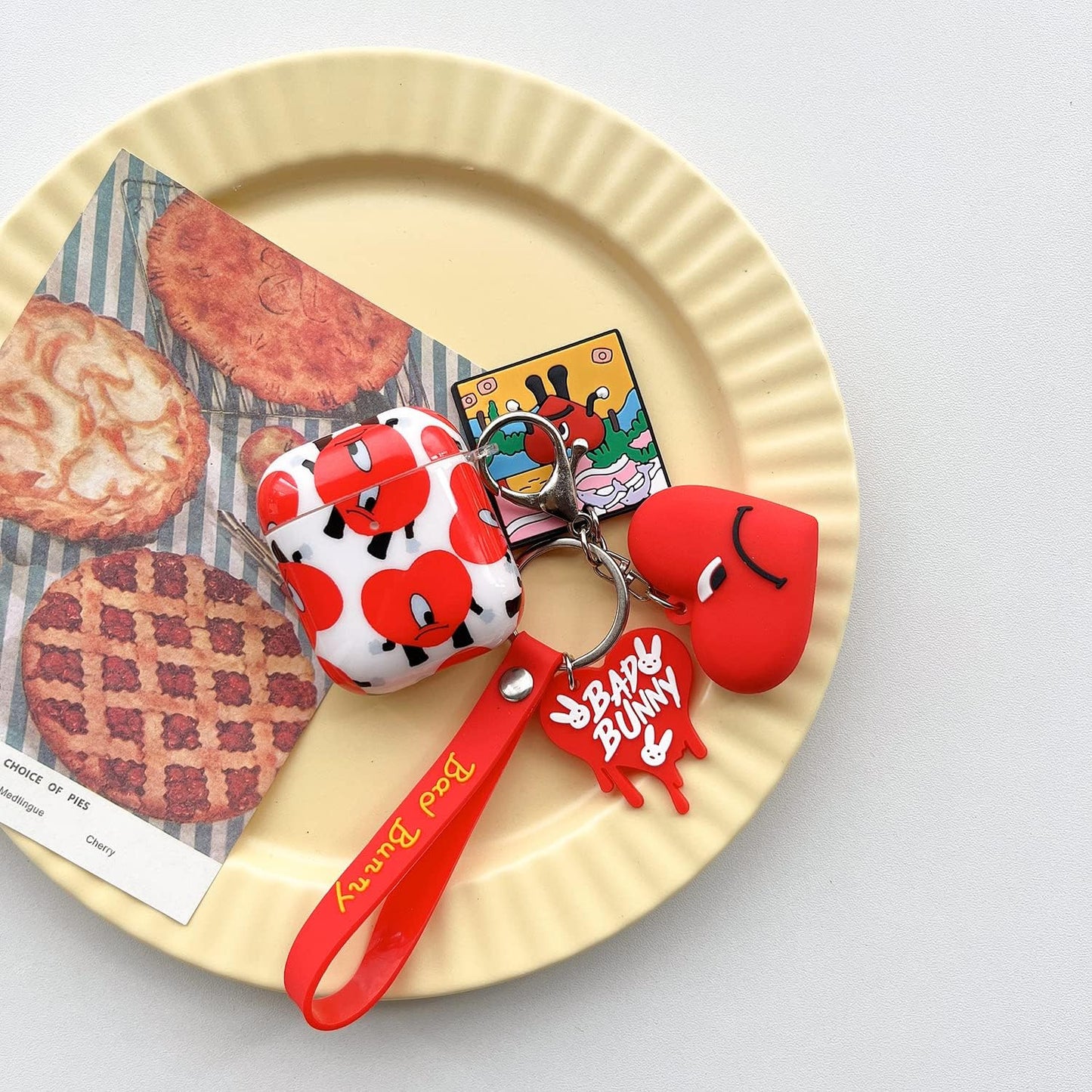 Cute Airpod 1/2 IMD Case,3D Fashion Popular Cool Bad Bunny TPU Headphone Case,Airpods 1/2 Generation with 3D Cartoon Key Chain Soft Skin Case (For Airpods 1/2)  TXSPYYHQFZC   