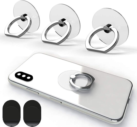 Attom Tech Transparent Phone Ring Holder Grip 360 Degree Free Rotation, Clear Cell Phone Finger Ring Kick-Stand Compatible with Iphone X 8 7 plus 6S 6 5S 5 SE, Galaxy S9 S8 S7 S6 Edge (Silver)  Attom Tech LLC   