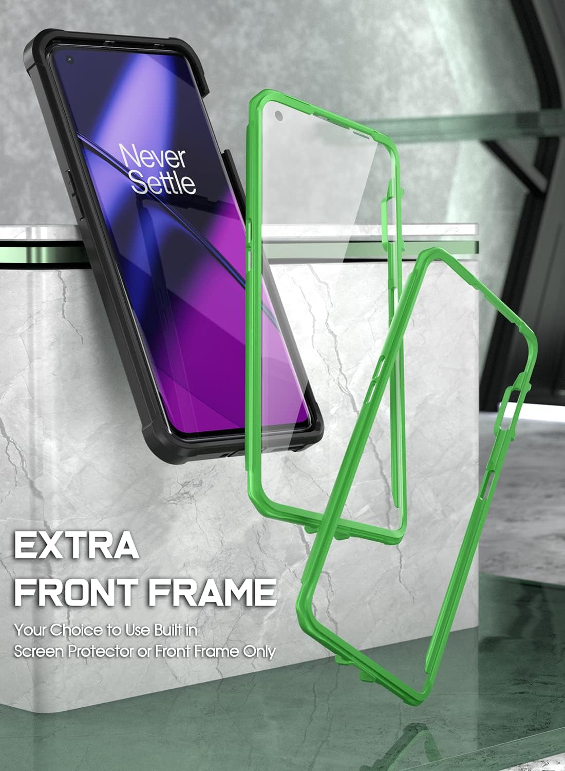 Poetic Guardian Case for Oneplus 11 5G 6.7" (2023) [20 FT Mil-Grade Drop Tested], Full-Body Hybrid Shockproof Bumper Cover with Built-In Screen Protector, Green/Clear  Poetic   