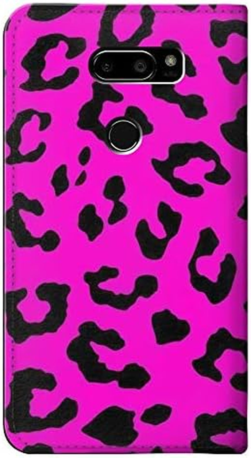 RW1850 Pink Leopard Pattern PU Leather Flip Case Cover for LG V30, LG V30 Plus, LG V30S Thinq, LG V35, LG V35 Thinq  jjphonecase   
