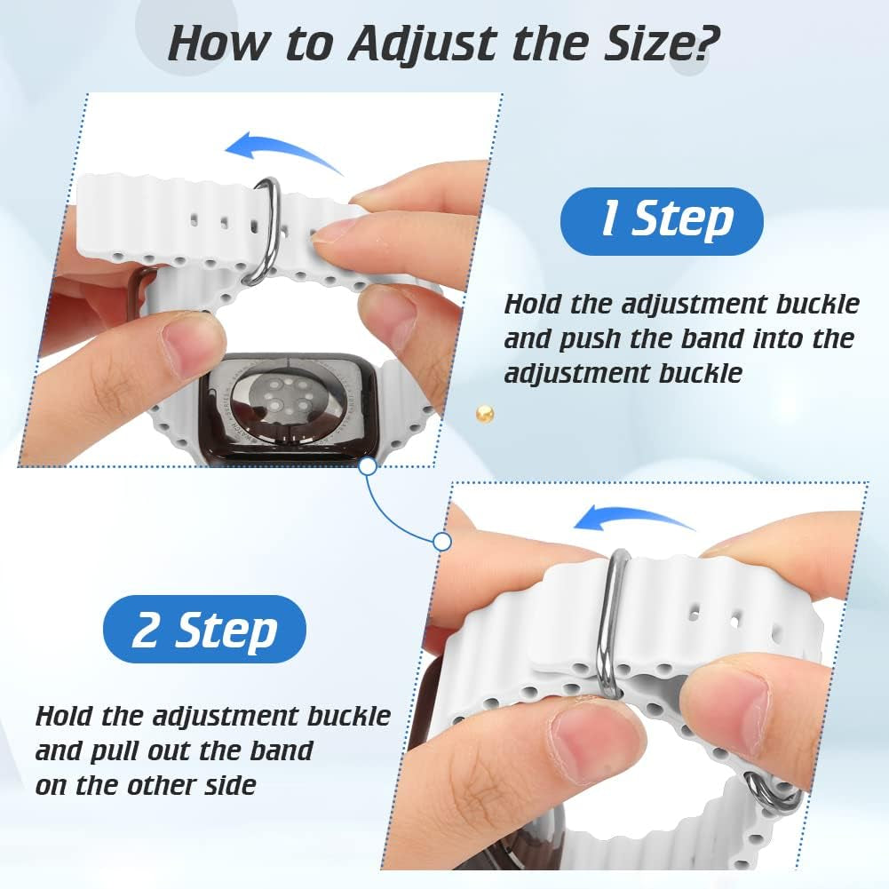 Relting Ocean Band Compatible with Apple Watch Band 38Mm 40Mm 41Mm 42Mm 44Mm 45Mm 49Mm,Adjustable Titanium Buckle Silicone Strap Compatible with Iwatch Ultra SE Series 8 7 6 5 4 3 2 1 for Women Men  Relting   