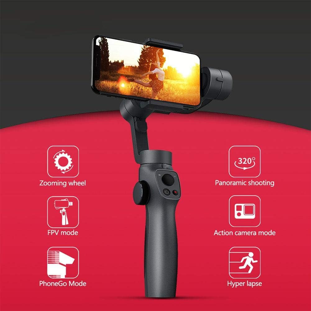 3-Axis Handheld Gimbal Stabilizer Equipped with 4000Mah Battery Support Multiple Angle Shooting for GOPRO Sports Cameras 4/5/6/7 and Mobile Phone under 7.2 Inch  Serounder   