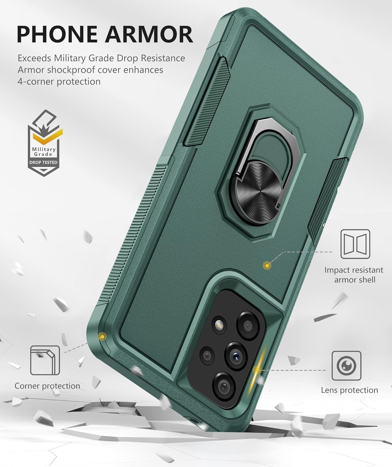 Soios for Samsung Galaxy A53 5G Case: Military Grade Drop Proof Protection Cover with Kickstand | Matte Textured Rugged Shockproof TPU | Protective Cell Phone Case for Galaxy A53 5G Phone  SOiOS   