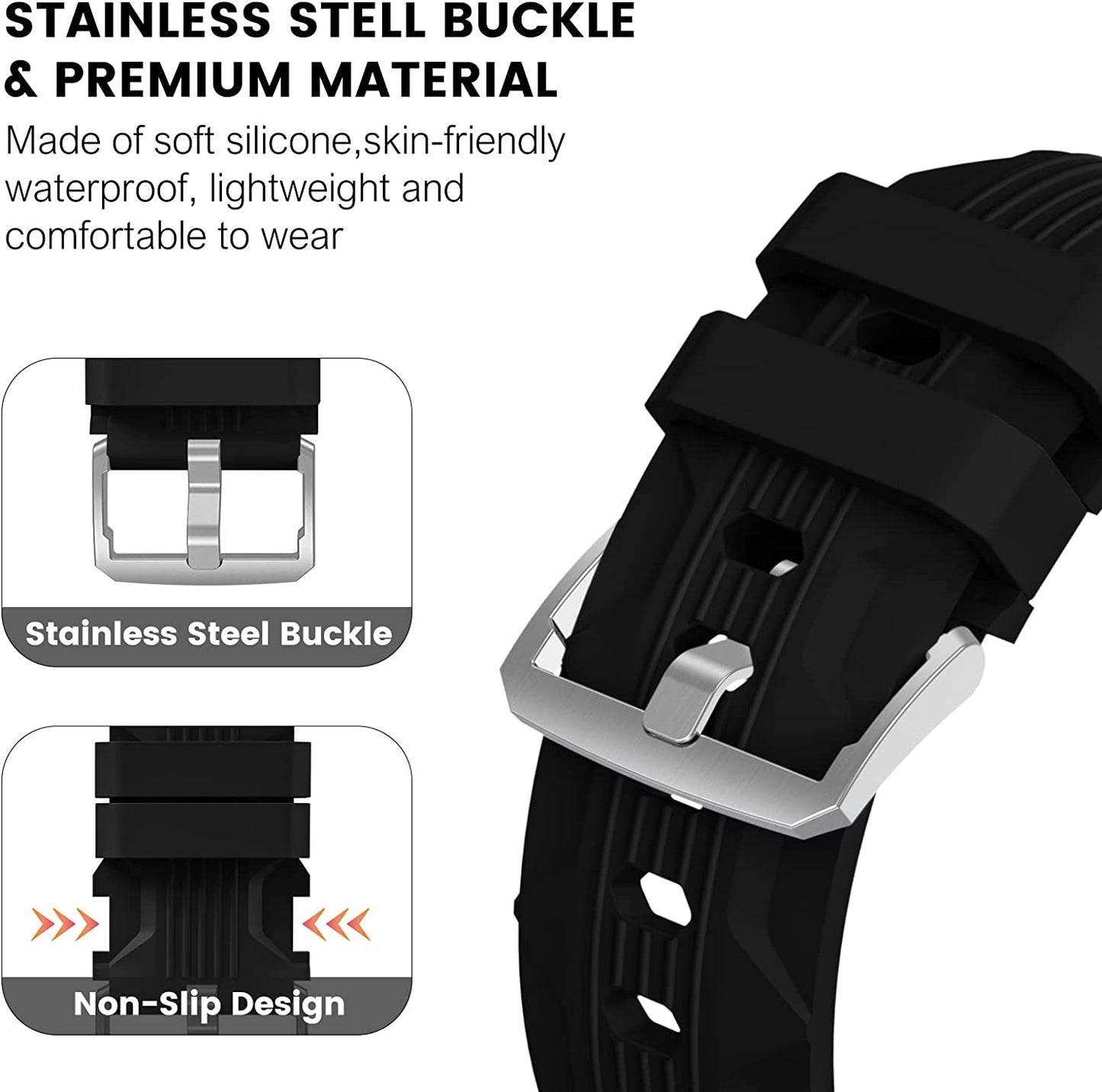 Bandiction Sport Band Compatible with Apple Watch Ultra Band 49Mm 45Mm 44Mm 42Mm, Soft Silicone Replacement Strap for Iwatch Series 8/7/6/5/4/3/2/1/Se/Ultra, Designed for Men  Bandiction   