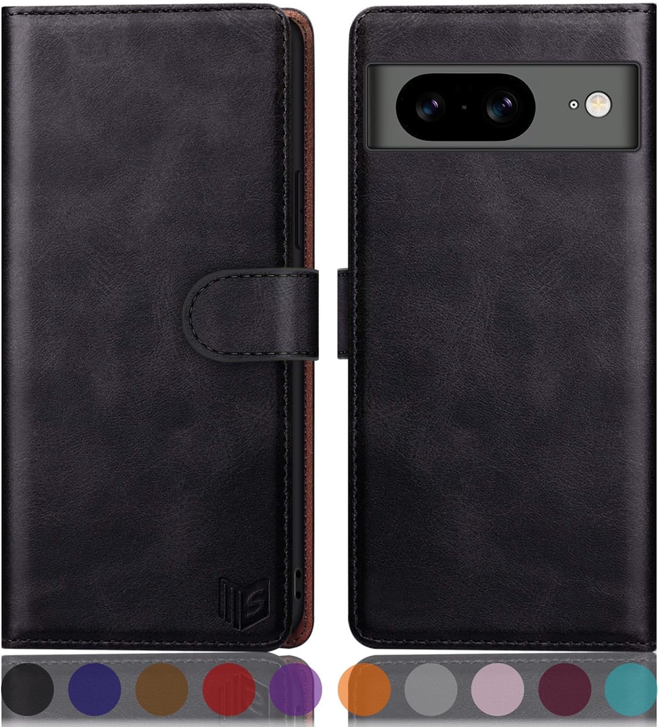 SUANPOT for Google Pixel 8 5G Wallet Case with RFID Blocking Credit Card Holder,Flip Book PU Leather Protective Cover Women Men for Pixel 8 Phone Case Blue Green  SUANPOT Black  