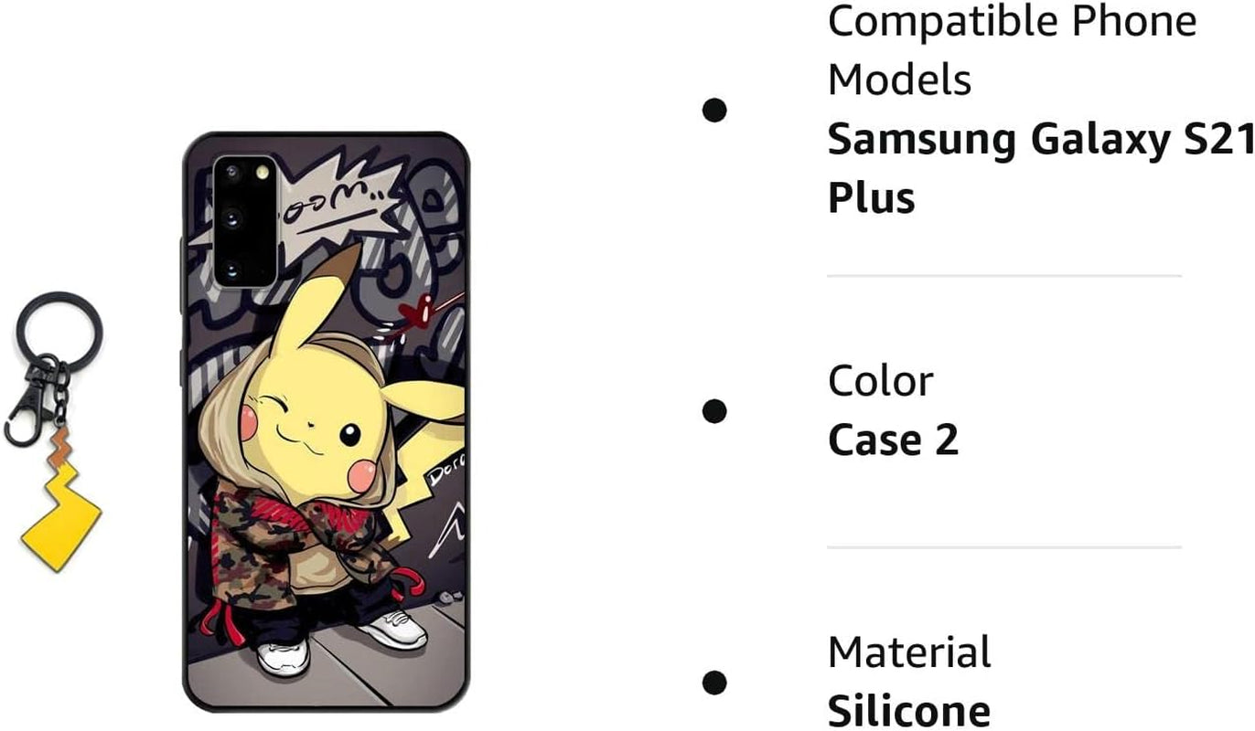 Starrycase Compatible with Samsung Galaxy S21 plus Case Anime Cute Design Soft Silicone Animation Cartoon Kawaii Cool Case for Samsung Galaxy S21 plus (With Figure Keychain)  Starrycase   