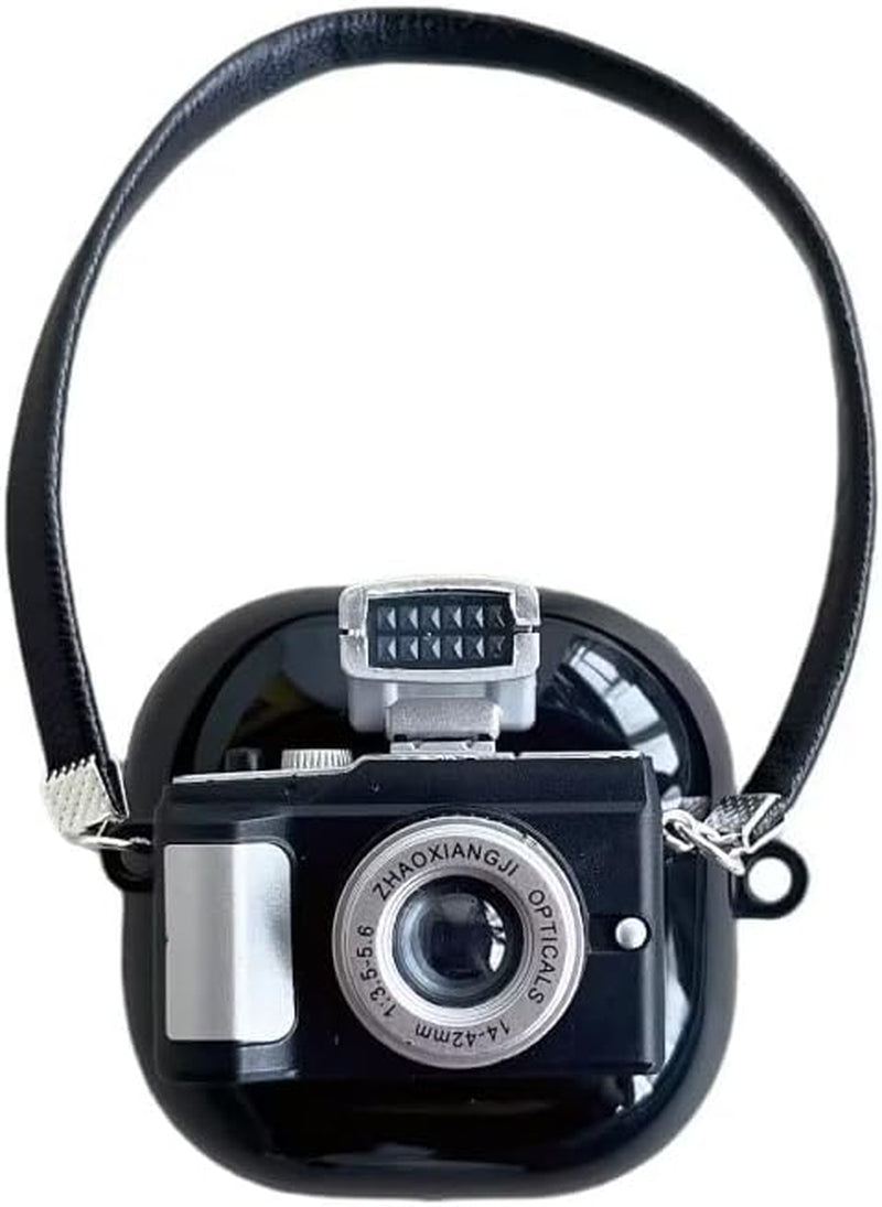 Case for Samsung Galaxy Buds2 Pro & Buds Live(2020)/Buds Pro(2021)/Buds 2 (2022) Charging Box,Cute Cartoons Kawaii Anime Fashion Animal Desig Protective Cover with Keychain (Black)  Angelcityus Black Camera  