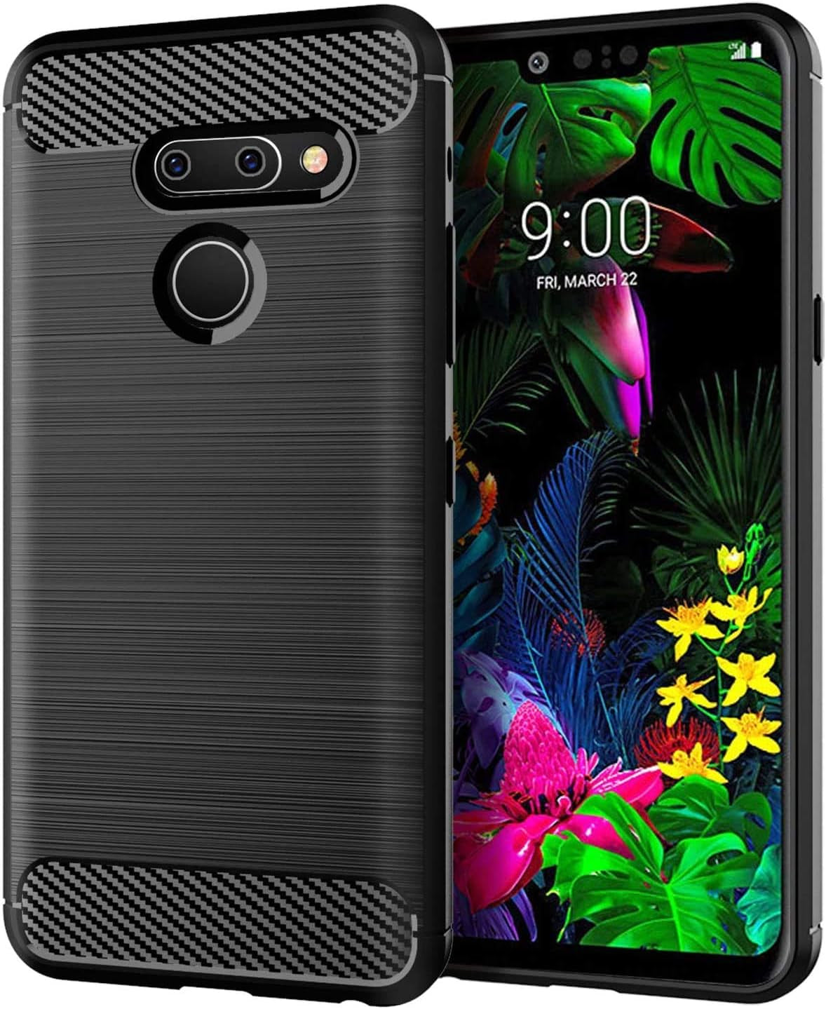 Vultic [Carbon Fiber] Case for LG G8 Thinq, Durable [Shock Absorption] Slim TPU Matte Lightweight Bumper Cover (Black)  Vultic   