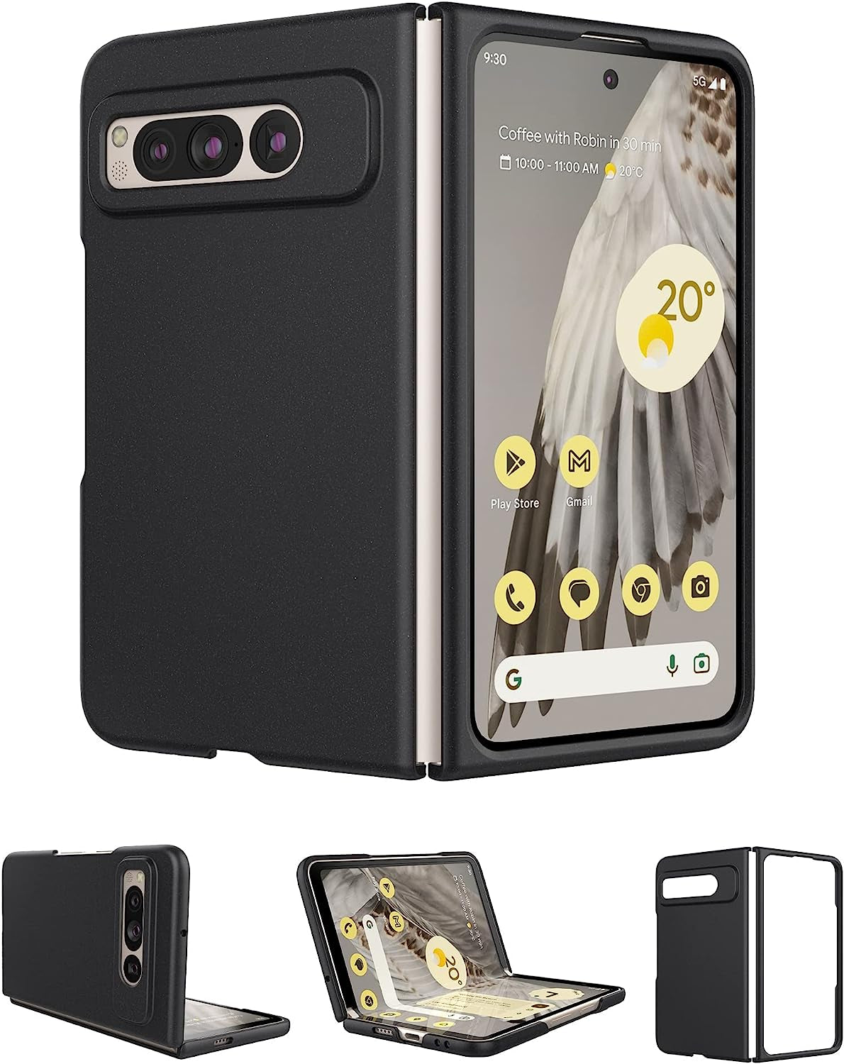 Eastcoo Slim Fit Case for Google Pixel Fold 2023, [Hard PC Back] [Frosted Feel] [Wireless Charging Support] Lightweight Shockproof Case Cover for Google Pixel Fold 5G, Silver  Eastcoo Black  