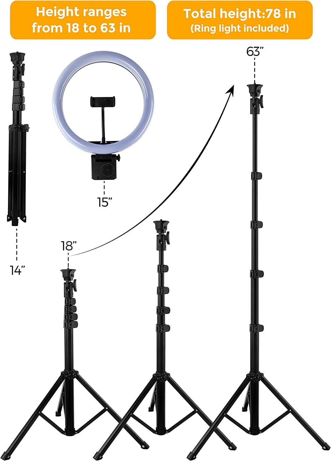 AGOGO 12'' LED Ring Light with Tripod Stand and Phone Holder, 24W High Power LED Bulb,Selfie Halo Light for Photography/Makeup/Vlogging/Live Streaming  Guangzhou Shanyuan Maoyi Youxian Gongsi   