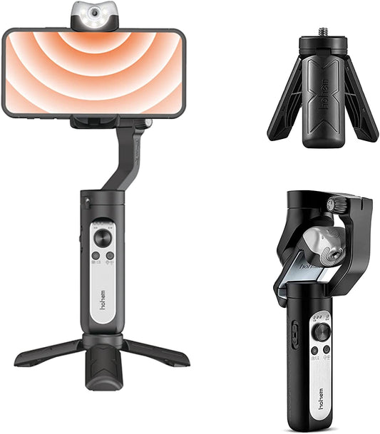Hohem Isteady V2 Gimbal Stabilizer for Smartphone,3-Axis Handheld Professional Video Stabilizers with Grip AI Tracking Type-C Reverse Charging Adjustable LED Video Light for Vlog Live Youtube Tiktok  hohem   