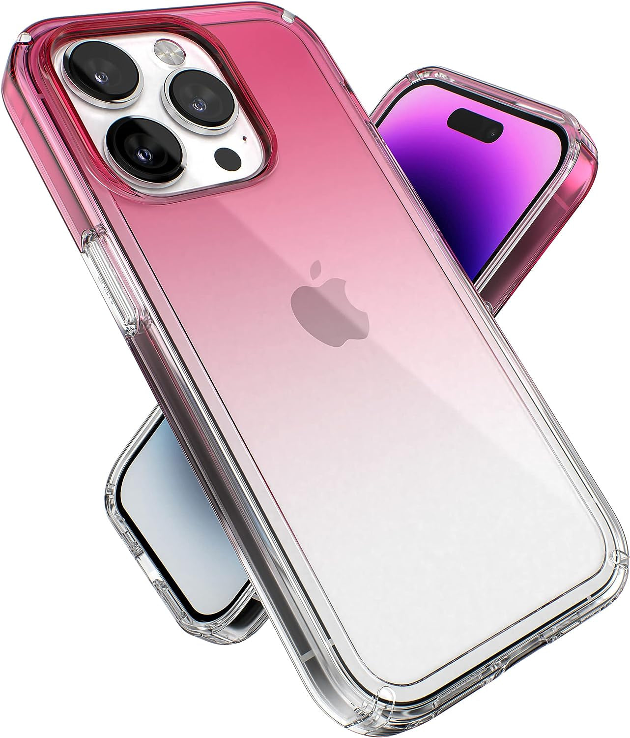 Speck Clear Iphone 14 Pro Case - Drop Protection, Scratch Resistant Dual Layer Slim Phone Case for 6.1" Iphone 14 Pro - Anti-Yellowing & Anti-Fade Case - Ombre Amethyst Purple Fade/Clear Gemshell  Speck Products Digital Pink Fade/Clear  