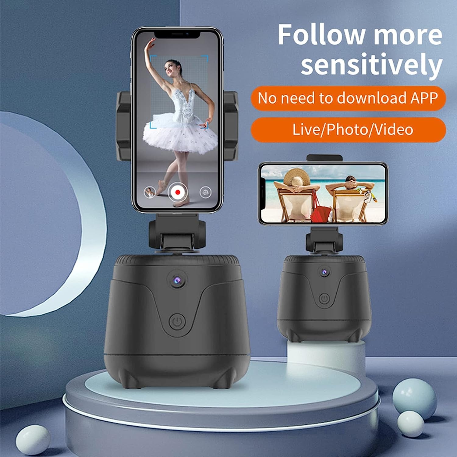 Dsfen Smart Tracking Phone Holder 360° Rotation Auto Face Tracking Cell Phone Tripod Stand Gimbal No App Battery Operated for Video Shooting Live Streaming Vlog Selfie  dsfen   