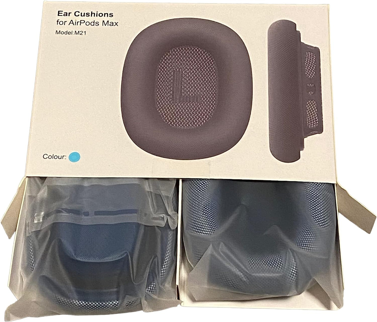 Replacements Earpad Covers for Airpod Max Headphones, 1 Pair - Durable Textile Fabric Mesh with Magnetic Connection (Black)  Earbudz Blue  