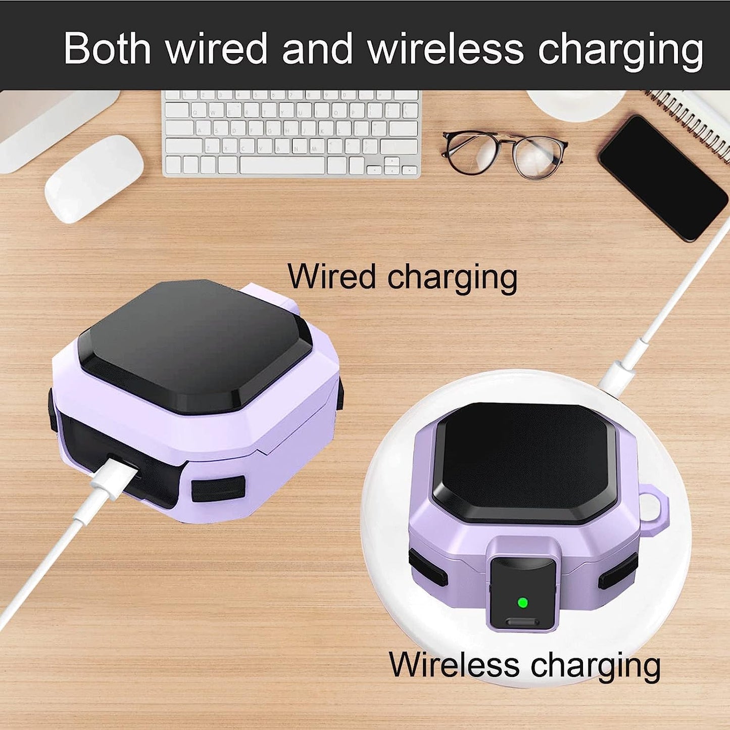 Locking Case Compatible with Samsung Galaxy Buds 2 / Galaxy Buds Pro 2/ Galaxy Buds Pro/Galaxy Buds Live, Galaxy Buds Case with Lock, Keychain and Strap/Lanyard, Galaxy Buds2 Case Cover (Purple)  ULITIQ   