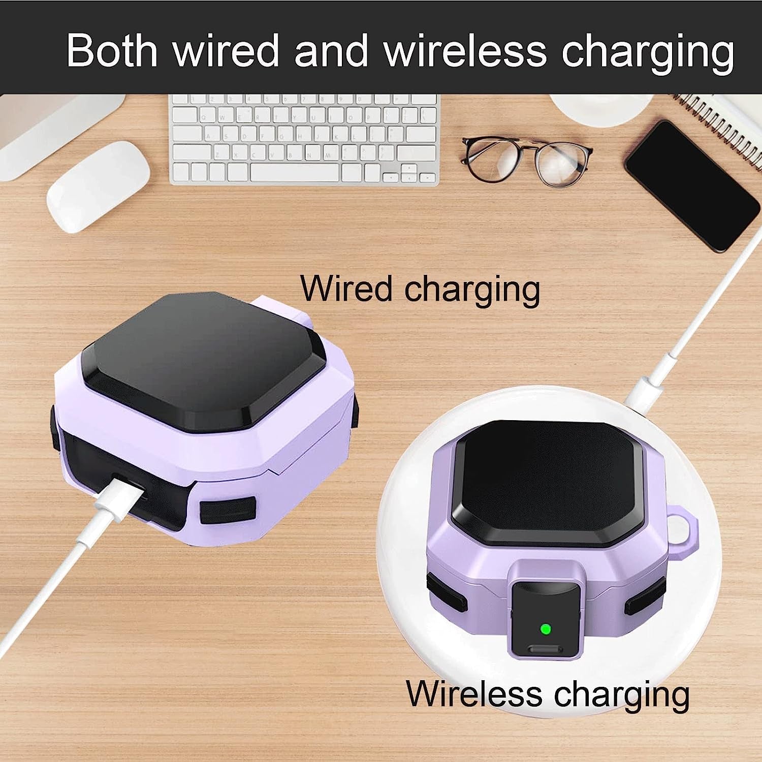 Locking Case Compatible with Samsung Galaxy Buds 2 / Galaxy Buds Pro 2/ Galaxy Buds Pro/Galaxy Buds Live, Galaxy Buds Case with Lock, Keychain and Strap/Lanyard, Galaxy Buds2 Case Cover (Purple)  ULITIQ   