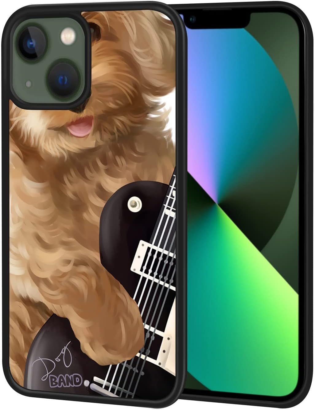 Soft Rubber Silicone TPU anti Slip Edge and Hard Bottom Shell Case Compatible with Iphone 13 Mini, Funny Dog Band Rock  Notherss   
