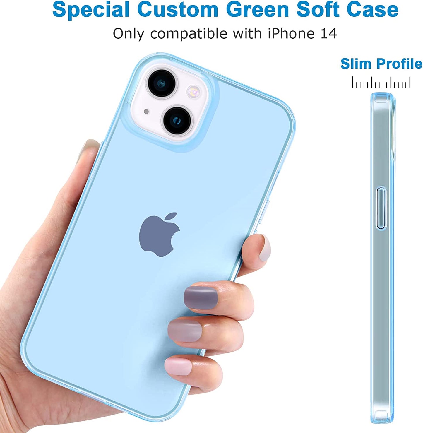 Jjgoo Compatible with Iphone 14 Case Clear, Soft Shockproof Protective Slim Thin Phone Bumper Cover Transparent Phone Case for Iphone 14-6.1 Inch 2022, Translucent Blue  JJGoo   