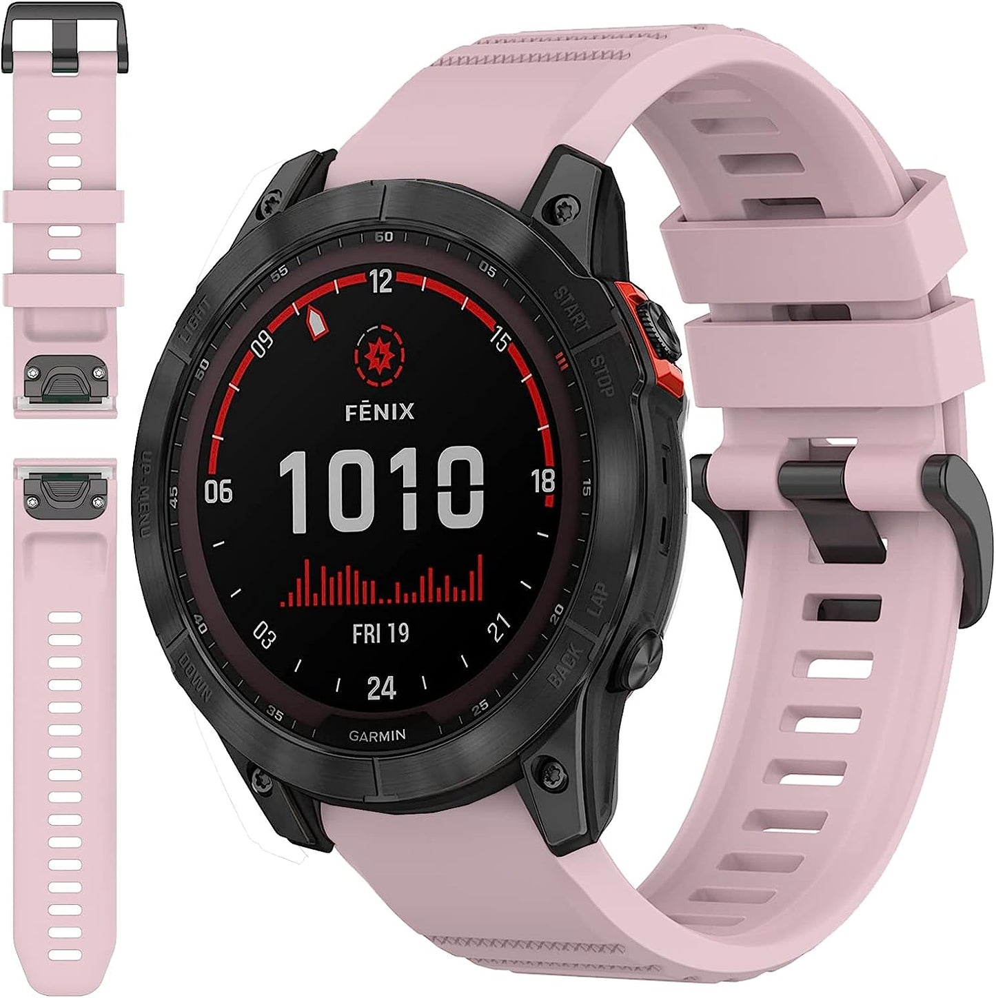 Miimall Compatible for Garmin Fenix 7X Silicone Band, Soft Sport Watch Wristband Women Man Flexible Replacement Band Strap for Garmin Fenix 26Mm 7X/7X Solar/7X Sapphire Solar/6X/5X(Black)  Miimall Rose Pink  