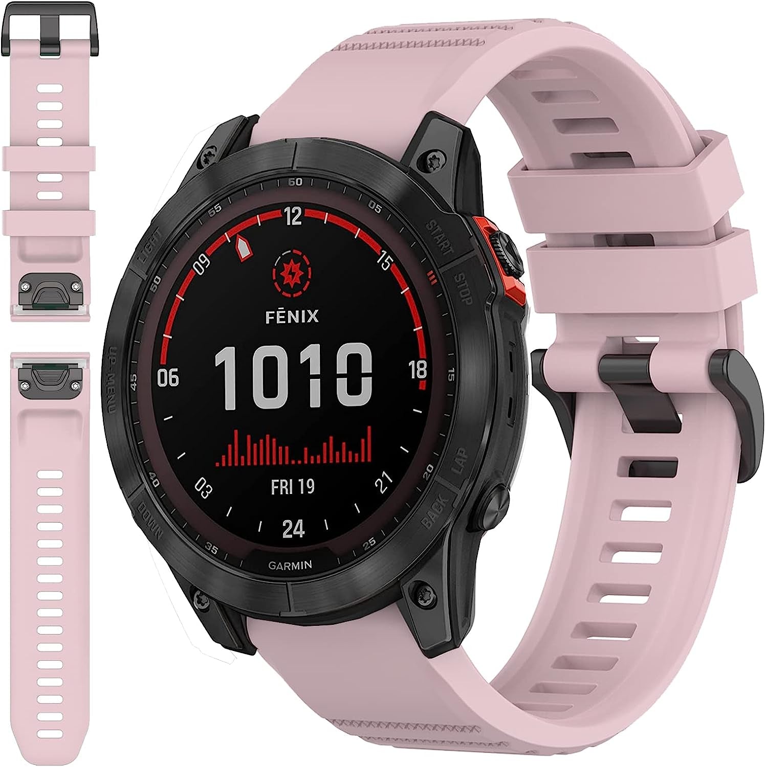 Miimall Compatible for Garmin Fenix 7X Silicone Band, Soft Sport Watch Wristband Women Man Flexible Replacement Band Strap for Garmin Fenix 26Mm 7X/7X Solar/7X Sapphire Solar/6X/5X(Black)  Miimall Rose Pink  