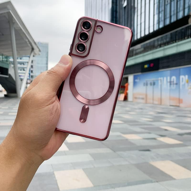 Doowear Galaxy S22+ plus Case Magnetic [Support Magsafe Charger] Wireless Anti-Scratch Shockproof Plated Bumper Clear Full Camera Protection Phone Cover Case for Samsung Galaxy S22+ Plus-Rose Gold  Doowear   