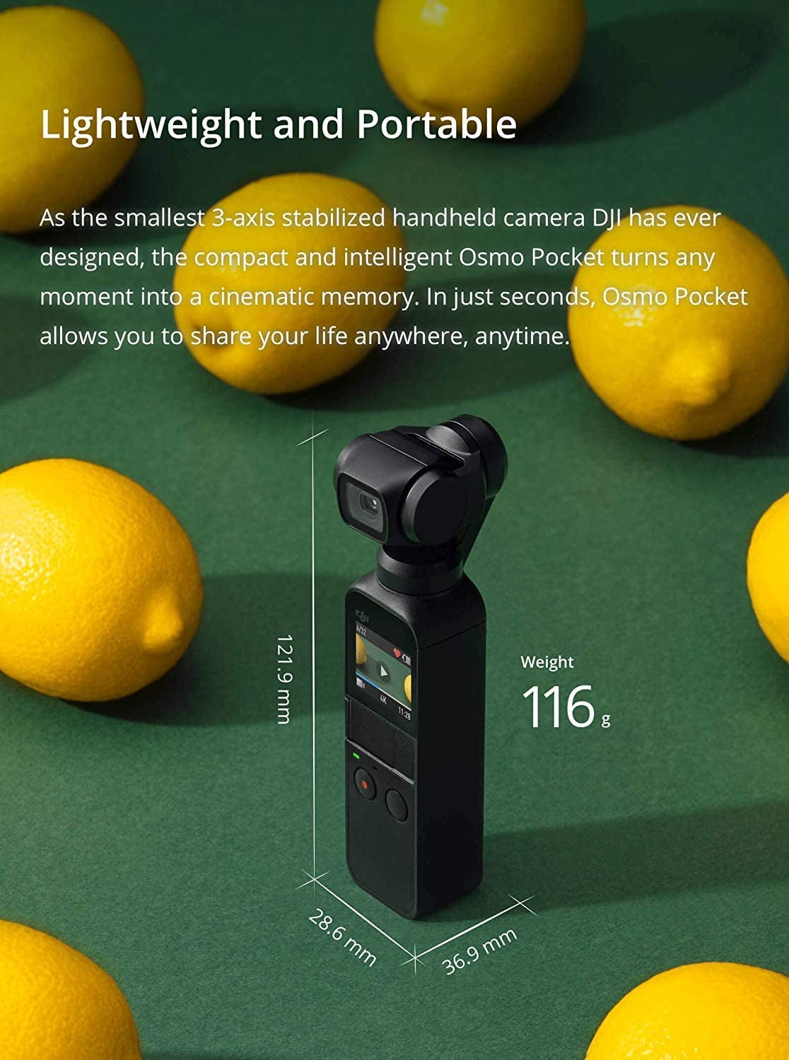 DJI Osmo Pocket - Handheld 3-Axis Gimbal Stabilizer with Integrated Camera 12 MP 1/2.3” CMOS 4K60 Video, for Youtube, Tiktok, Video Vlog, Streamlabs, Attachable to Smartphone, Android, Iphone, Black  DJI   