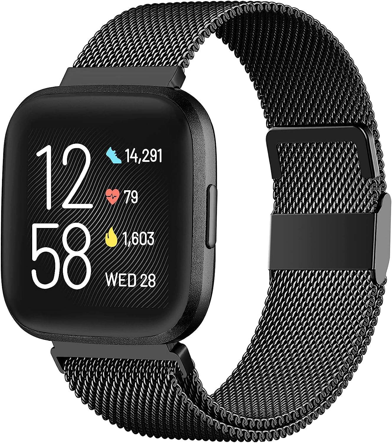 ZWGKKYGYH Compatible with Fitbit Versa 2 Bands for Women Men, Stainless Steel Metal Mesh Replacement Band Accessories Bracelet Strap with Magnet Lock for Fitbit Versa/Versa Lite SE…  ZWGKKYGYH Black S: 5.5" - 7.5" 