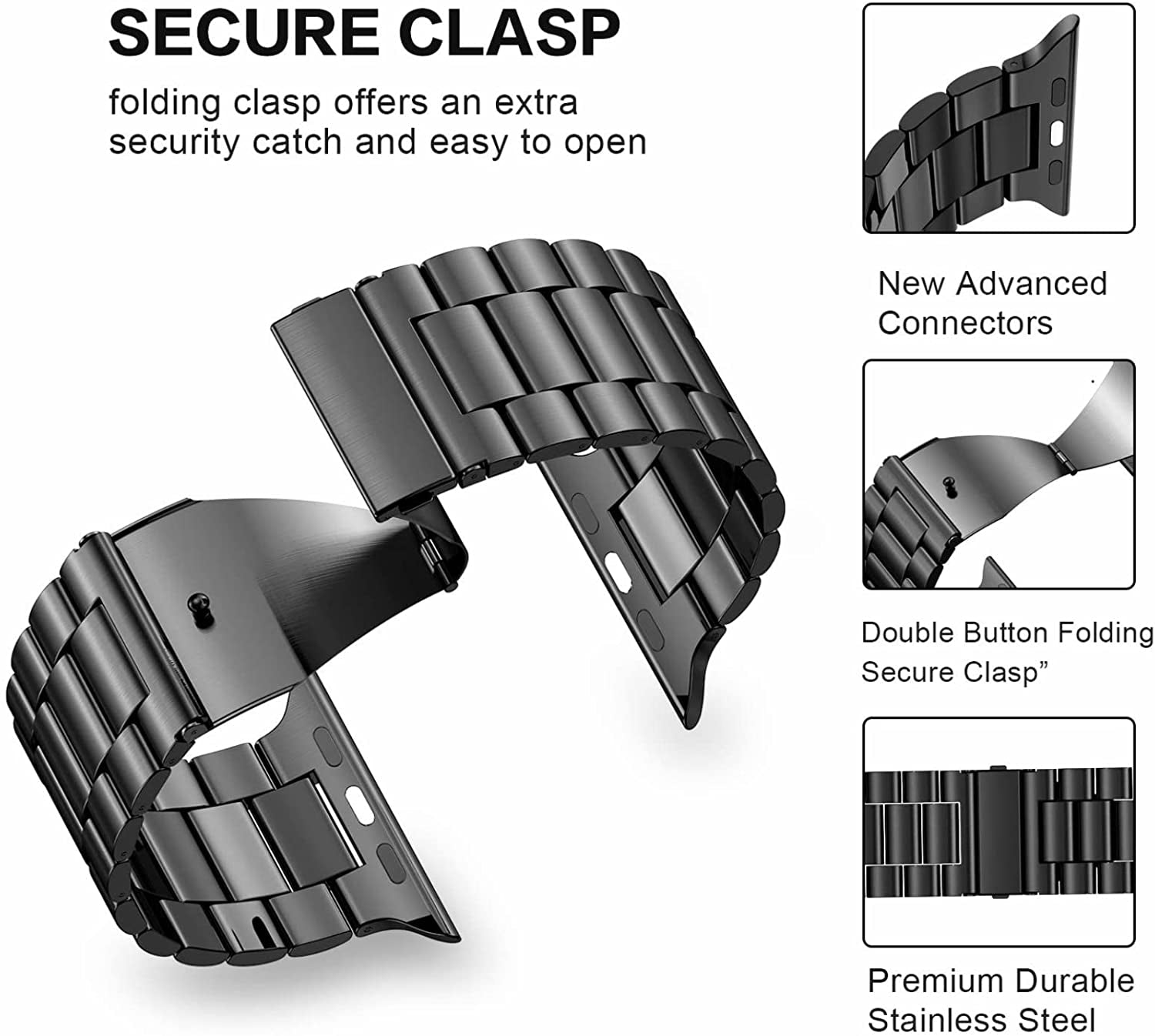 Fitlink Metal Band Compatible for Apple Watch Series 8 7 6 5 4 3 2 1 SE Apple Watch Ultra, Stainless Steel Waterproof Apple Watch Band for Apple Watch 38Mm 40Mm 41Mm 42Mm 44Mm 45Mm 49Mm for Women Men  Fitlink   