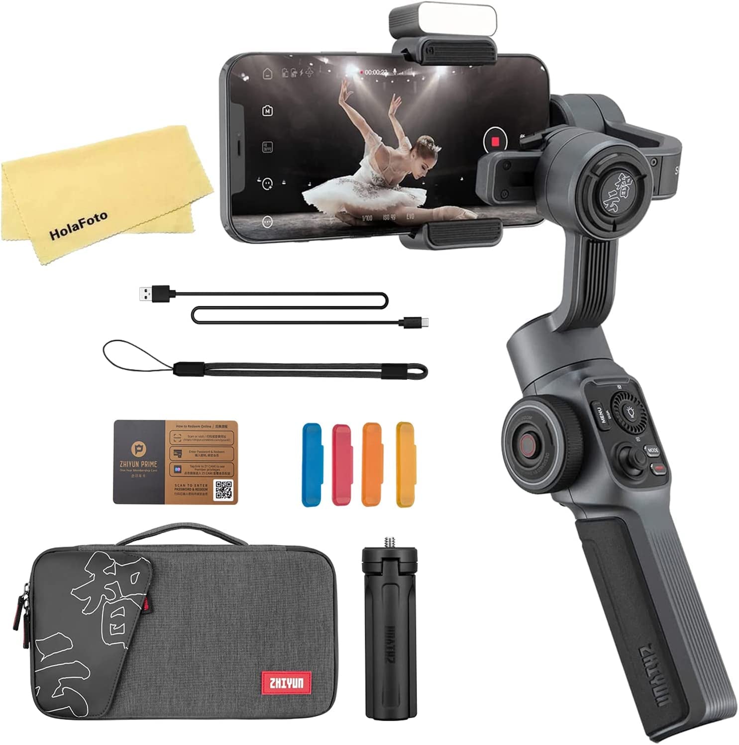 Zhiyun Smooth 5 Combo 3-Axis Handheld Gimbal Stabilizer for Smartphone Cell Phone Focus Pull & Zoom Capability for Iphone 13 12 11 X 8 7 6 plus Samsung Galaxy S21 Note 20 Ultra Google Pixel 6  zhi yun   