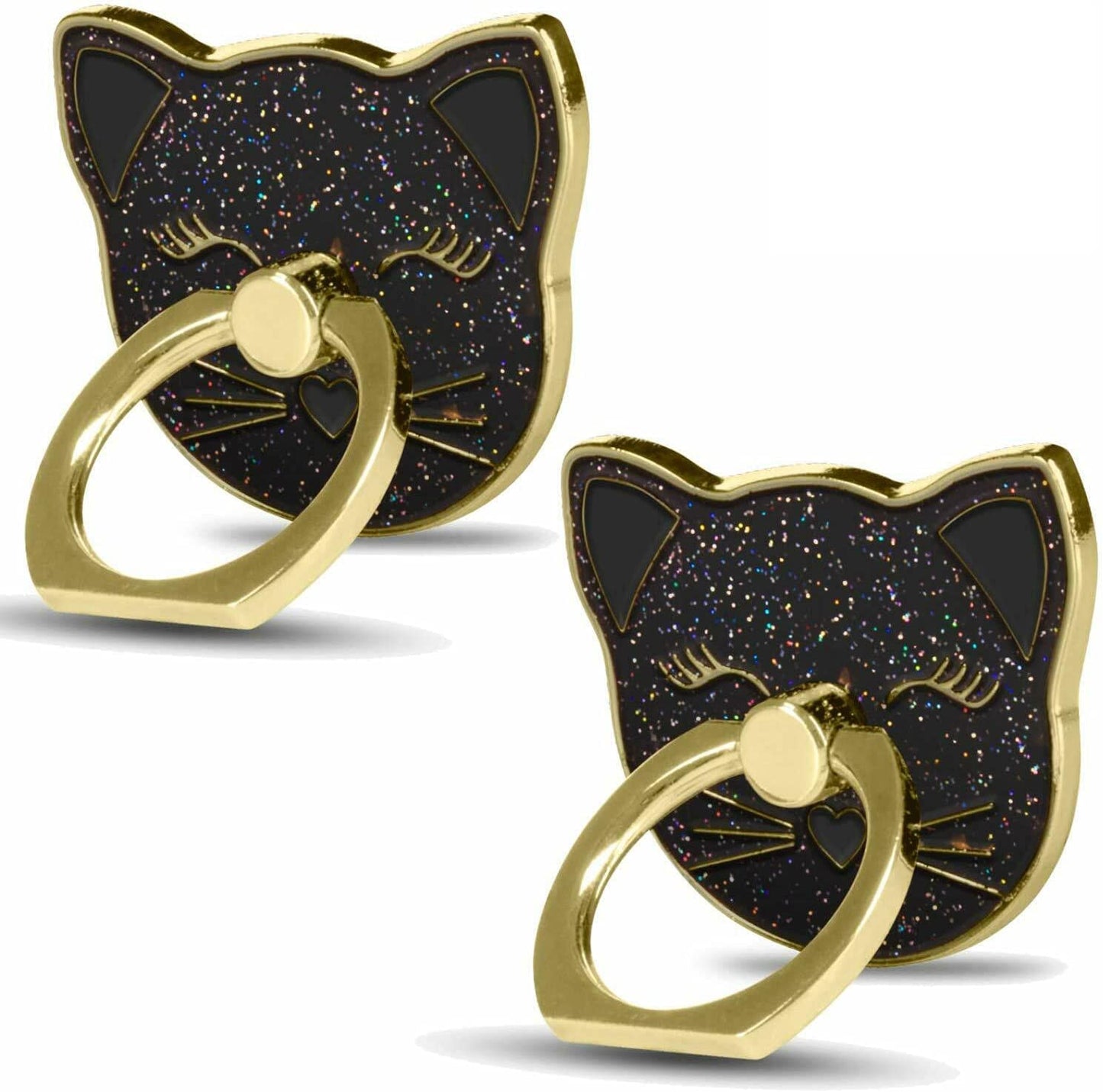 Cellphone Ring Holder Finger Kickstand (2 Pack) - Ifab 360° Rotation/Sturdy/Reusable/Grip/Stand/ Universal - Compatible with All Smartphones - Cat Black  ifab   