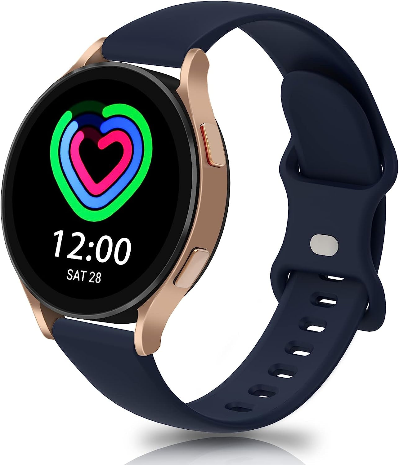 20Mm Watch Bands Compatible with Samsung Galaxy Watch 4/Classic Band 40Mm 42Mm 44Mm 46Mm, Watch Active 2 40Mm 44Mm/Watch 3 41Mm, Soft Silicone Breathable Bands Elastic Replacement Galaxy Strap  KingofKings Navy Blue 20MM 