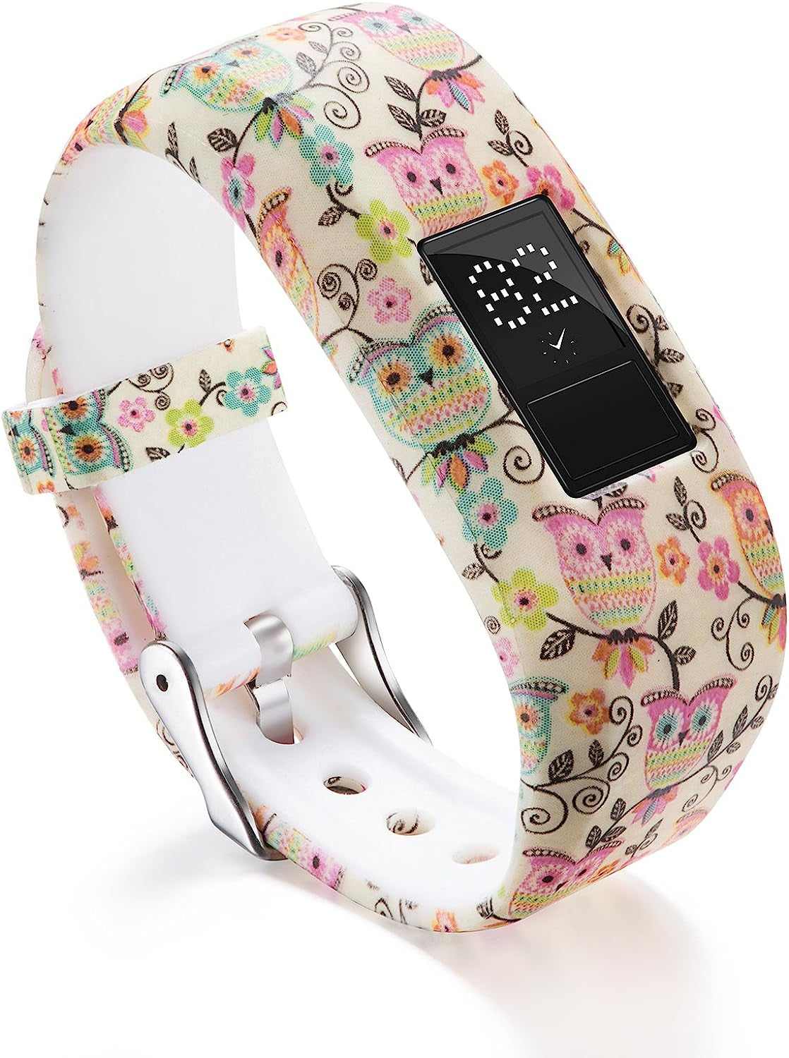 GTHY Compatible with Garmin Vivofit JR/JR 2/Vivofit 3 Bands Repacement,For Kids Boys Girls,Soft Silicone Pattern Adjustable Straps,Wristbands,Watch Band,With Secure Metal Clasp,Lagre&Small  GTHY F Small 